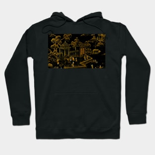 black and gold oriental silk pagodas Hoodie